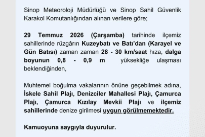 Olumsuz hava şartları nedeniyle denize girmek yasaklandı
