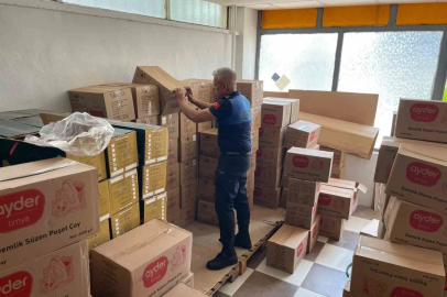 Zabıta ekipleri son kullanım tarihi geçen 768 kilogram poşet çaya el koydu
