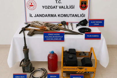 Yozgat’taki kaçak kazıda çeşitli malzemeler ele geçirildi
