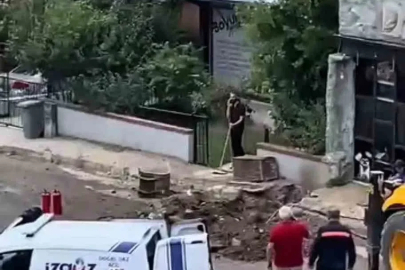 Mahallede korku dolu anlar: Gaz hattı delindi
