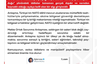 DMM: "Mekke Ortak Savunma Anlaşması’nın NATO’nun 5. maddesiyle çeliştiği iddiaları tamamen gerçek dışı"
