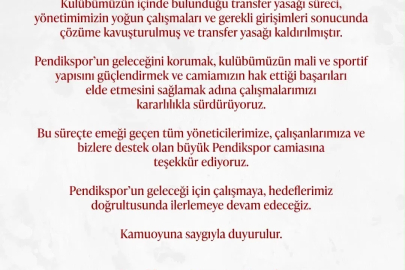 Pendikspor’un transfer yasağı kaldırıldı
