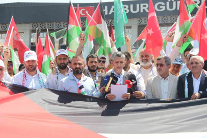 Habur Sınır Kapısı’nda Irak’ta bekletilen "Filistin Konvoyu" için basın açıklaması düzenlendi
