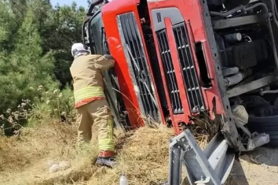 Belen’de tır devrildi
