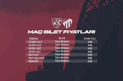 Kayserispor - Bursaspor maç biletleri satışta
