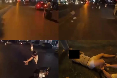 Mersin’de motosikletin yayaya çarptığı kaza kask kamerasında
