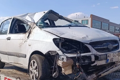 Konya’da devrilen otomobildeki 4 kişi yaralandı
