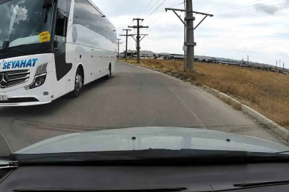 Ters yönden çıkan yolcu otobüsü tepki çekti
