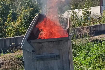 Çöp konteynerinde çıkan yangını mahalleli söndürdü
