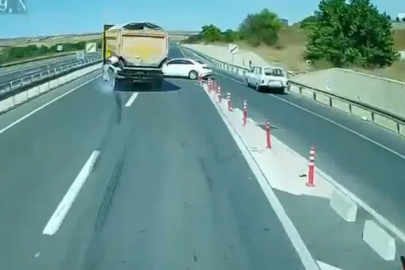 Tekirdağ’da tır şoförünün dikkati faciayı önledi: O anlar kamerada

